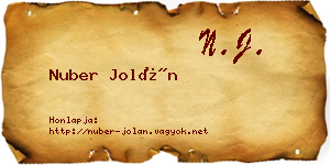 Nuber Jolán névjegykártya