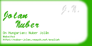 jolan nuber business card