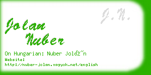 jolan nuber business card